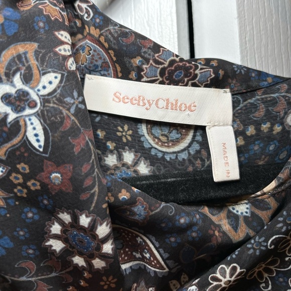 See by Chloé - Luxurious Tropical Floral Paisley Sheer Women's Longue SleeveTop - Picture 4 of 12